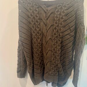 Express Olive Cable Knit Sweater